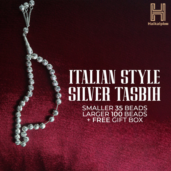 Italian Style Silver Tasbih(With Free Gift Box Packing).